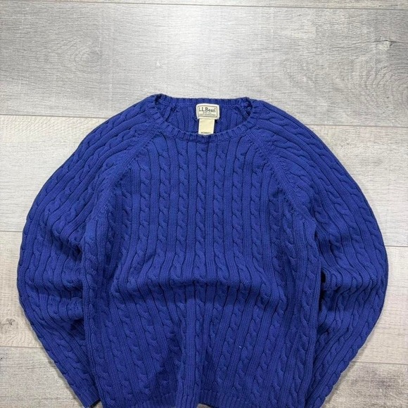 Vintage 2000s purple ll bean heavyweight cable knit women's sweater Size L - Picture 1 of 5